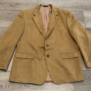 Chaps Ralph Lauren Mens Blazer Tan Faux Suede 2 Button Jacket Sport Coat 46R